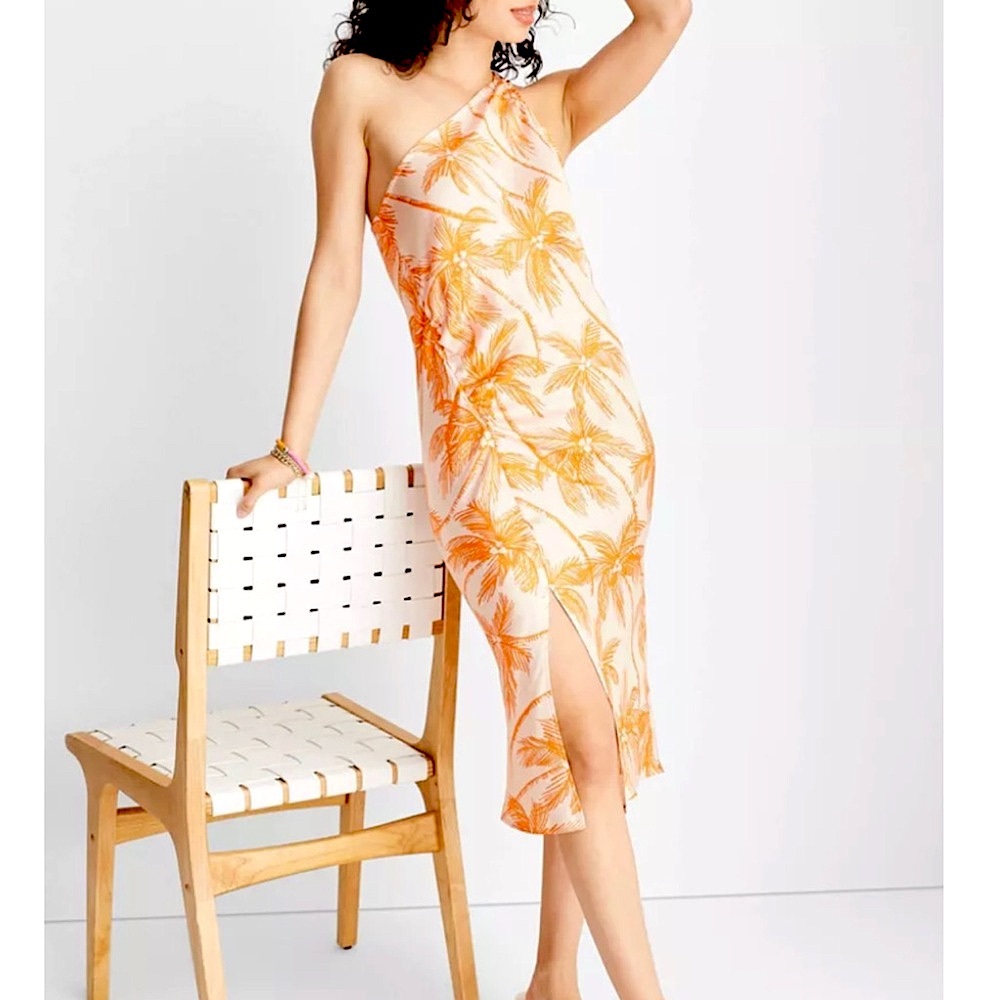 Future Collective Orange Palm Print Dress